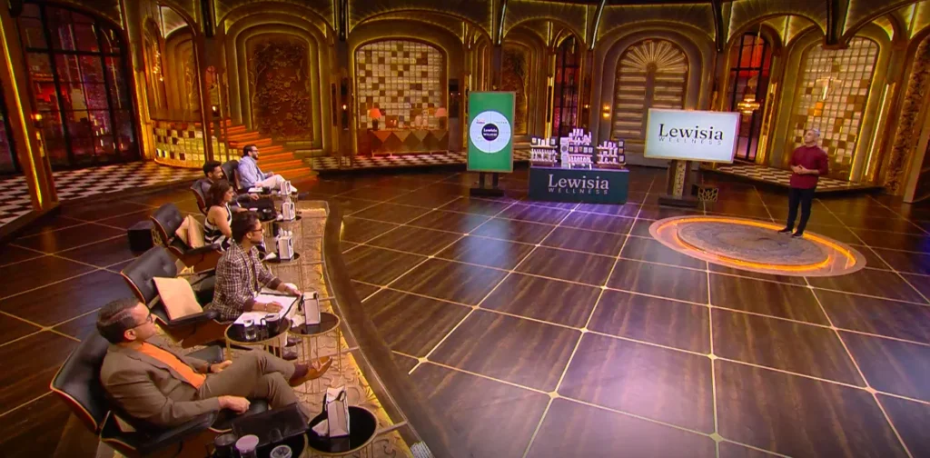 Lewisia Wellness founders presenting natural wellness products on Shark Tank India