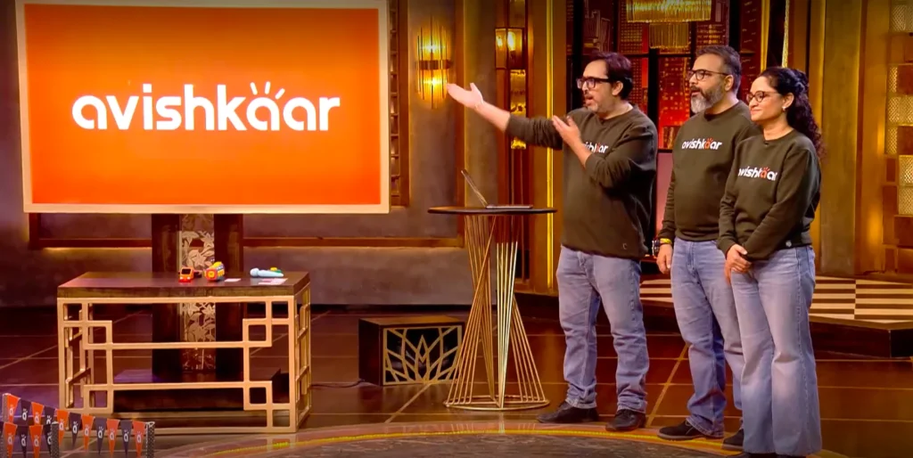 Avishkaar founders pitching AI educational toys on Shark Tank India Season 5