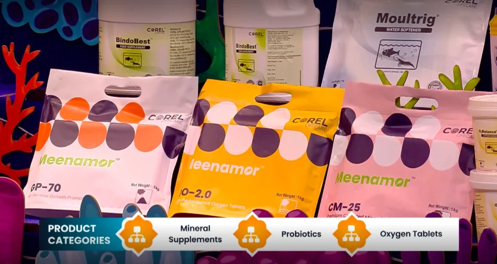 Corel Lifecare founders presenting aquaculture biotechnology solutions on Shark Tank India Season 5 Episode 7