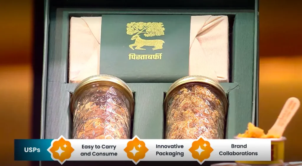 Pistabarfi fusion mithai chocolate brand on Shark Tank India Season 5 Episode 7 usp